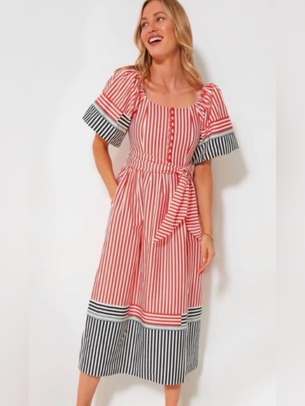 New Hunter Bell Lucy Engineered Stripe Midi Dress - size 2